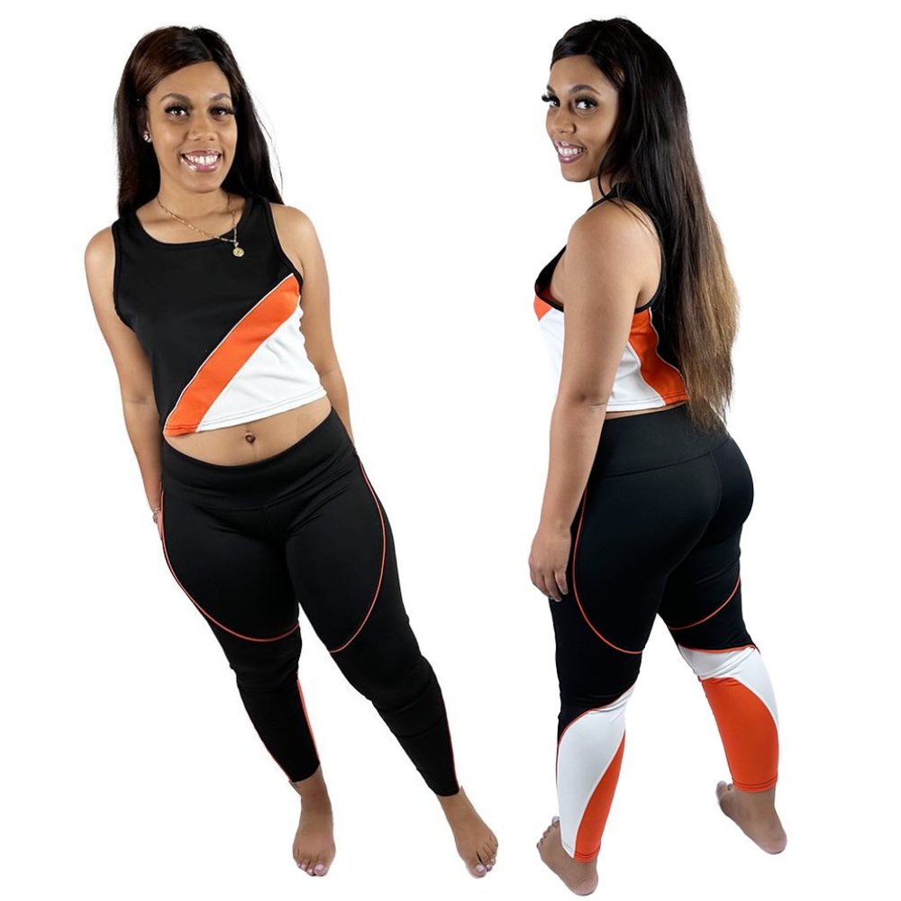 Color Block Crop Top Legging Set